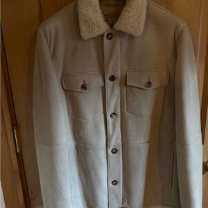 Brunello Cucinelli Light Tan Sherpa-Collar Jacket